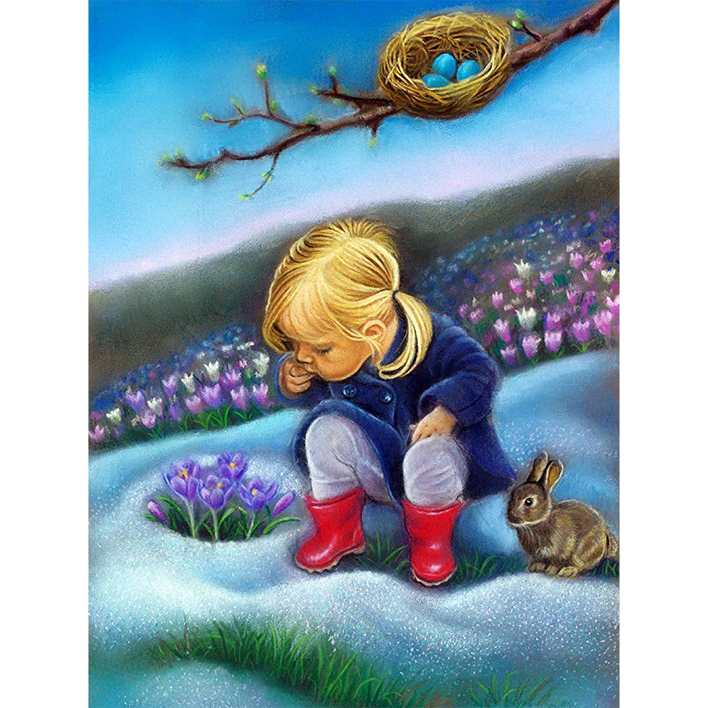 

Girl and Rabbit - Round Drill Diamond Painting - 30*40CM, 501 Original