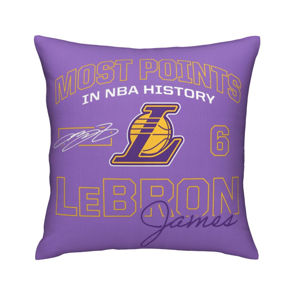 Los Angeles Lakers LeBron James Most Points in NBA History Pillow Covers 18x18 Inch