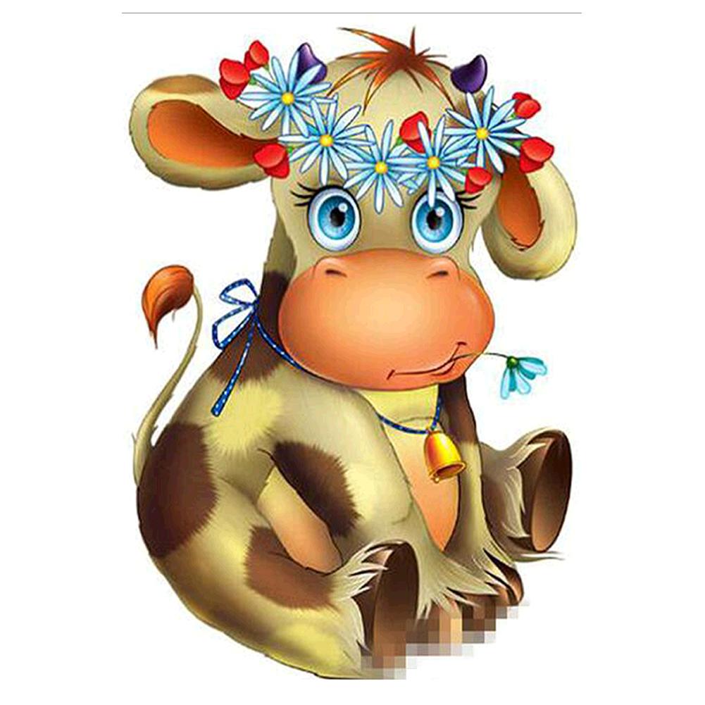 

40*30CM - Cartoon Cow - Round Drill Diamond Painting, 501 Original