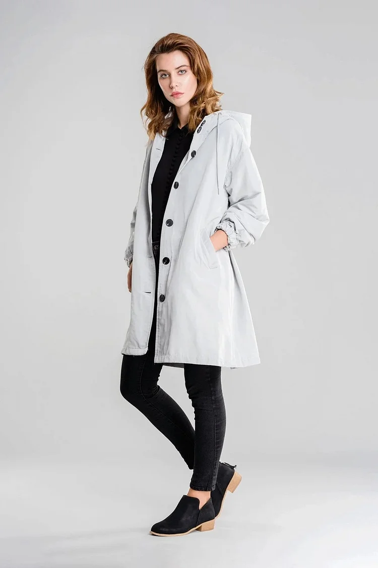 Oversized water-repellent windbreaker rain jacket with hood