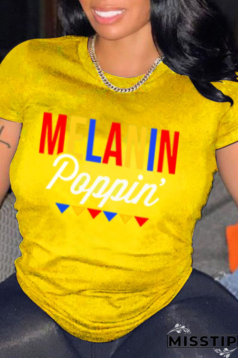 Black Fashion Casual Letter Print Basic O Neck T-Shirts