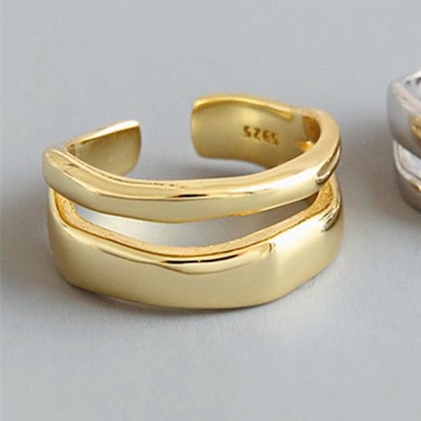 YOY-Irregular Geometric Oval Hollow Out  Opening Ring