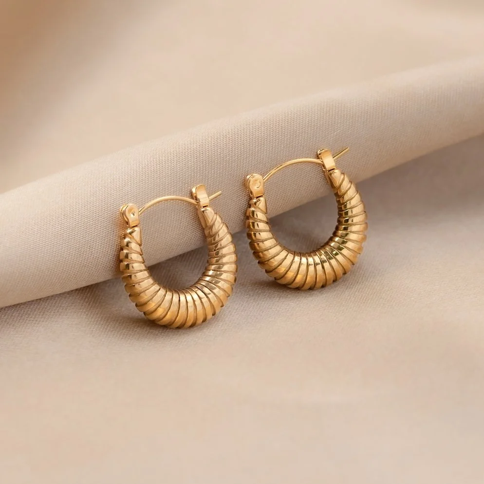 Gold Croissant Hoop Earrings