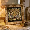 Ornate Golden Tiger Face Special Shaped 5D DIY Partial Drill Diamond Painting Kits for Adults Beginners Home Decor Diamonds Dots Gem Art Kits 11.81 X11.81inch