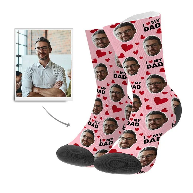 Custom Love Heart Face Socks with Your Text