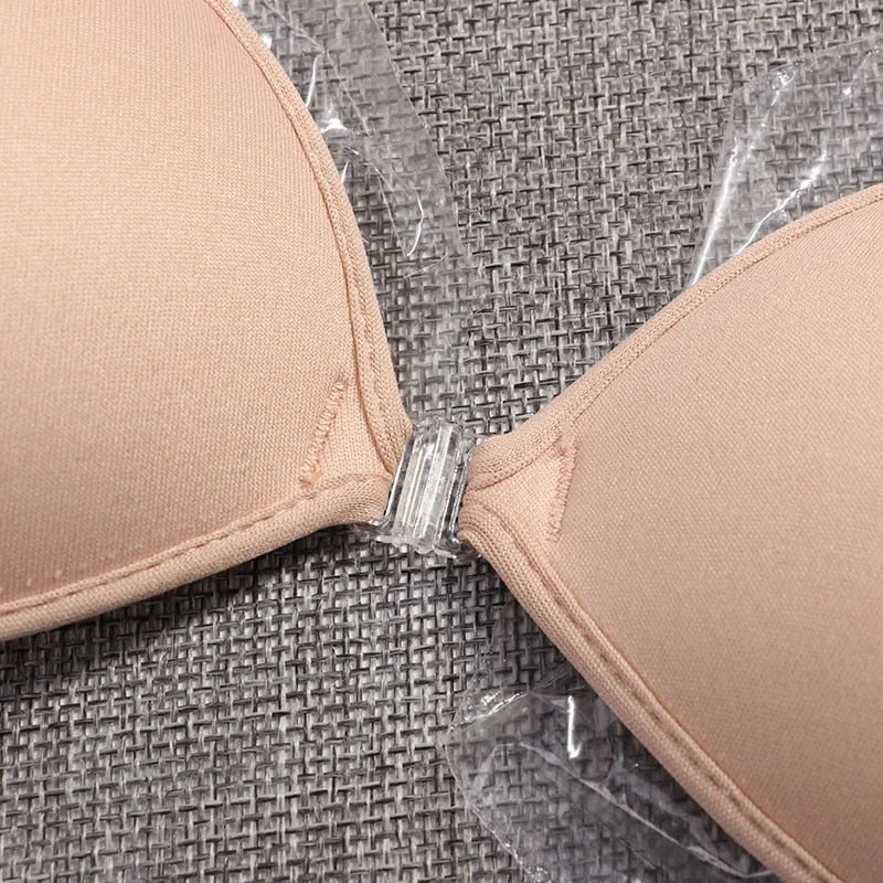 Sexy Sujetador Women's bra Invisible Push Up Bra Self-Adhesive Silicone Seamless Front Closure Sticky Backless Strapless Bra