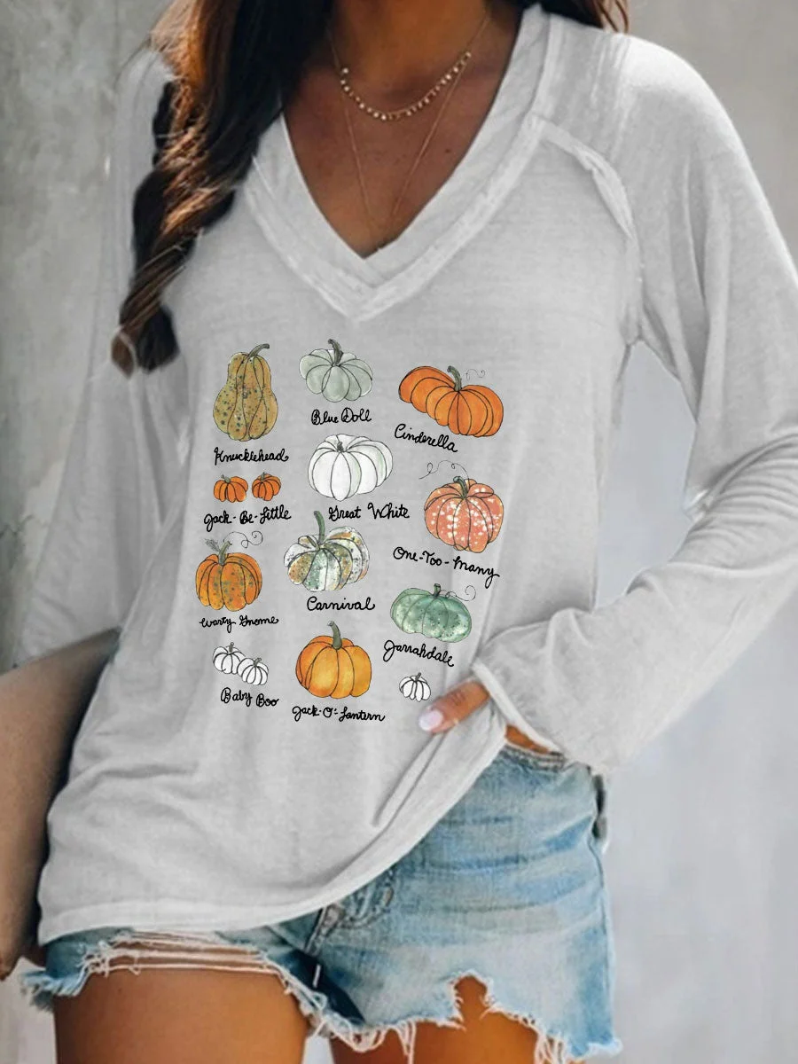 Pumpkin Patch Long Sleeve V-neck T-shirt
