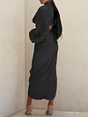 Fashion Hollow Pleated Split-Side Two-Piece Skirt Suits