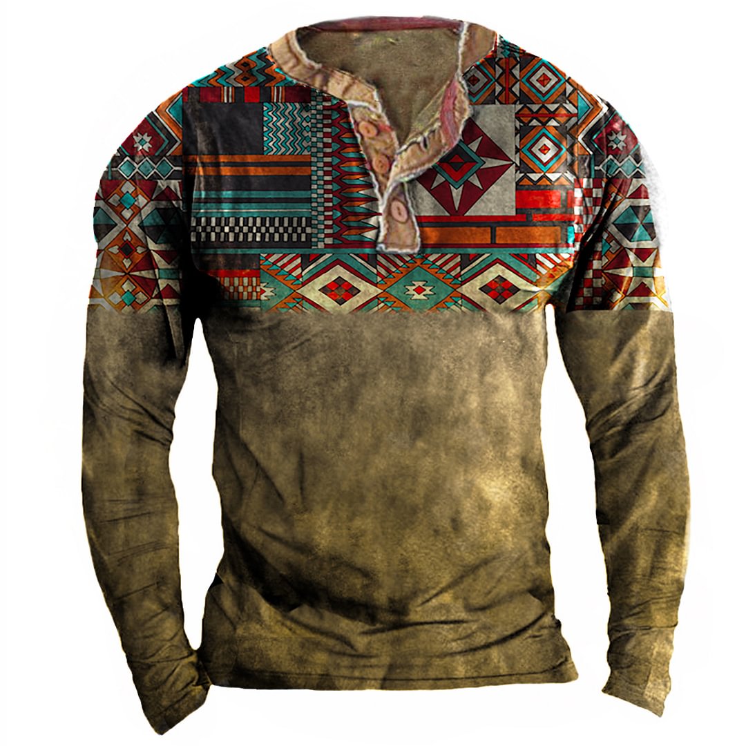 Men's Outdoor Retro Tactical Henley Long Sleeve Shirt-Compassnice®