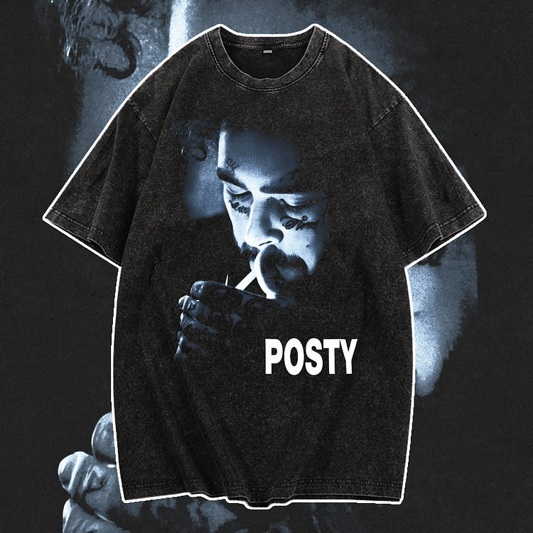 Davidhawaii100% Cotton Casual Street Retro Rock Smoking Double Face T-Shirt - 100% Cotton