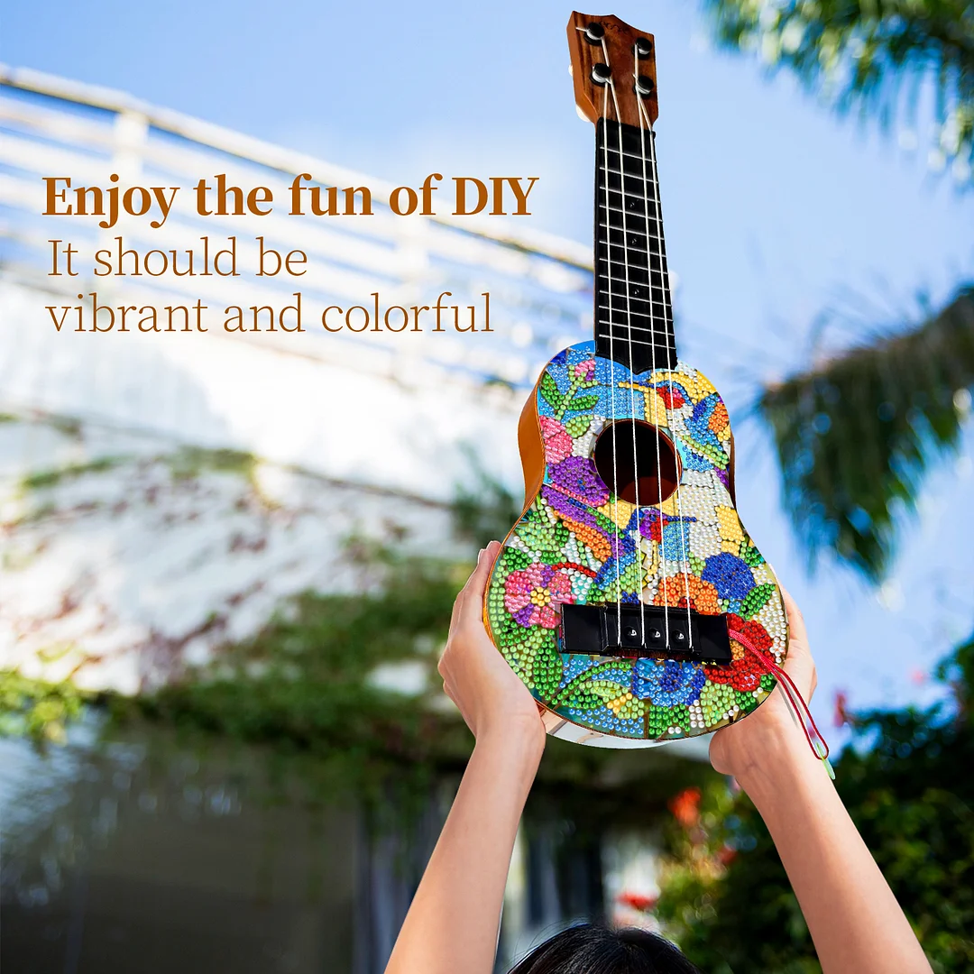 DIY Wooden Guitar Diamond Art Ornament Unique Gifts for Musicians (Hummingbird)