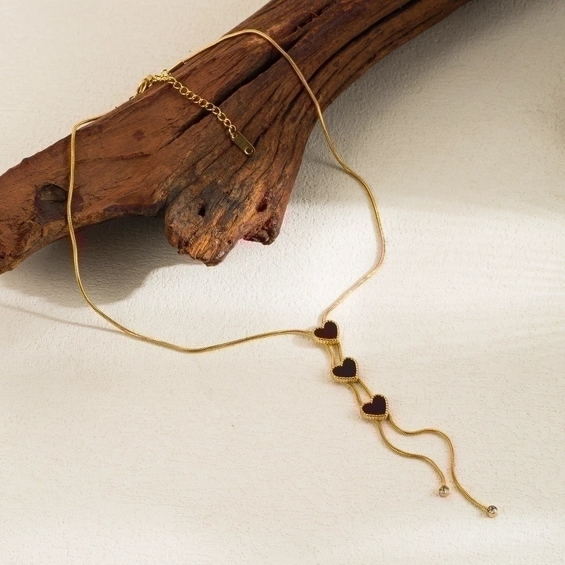 Vintage Style Solid Color Stainless Steel Plating Inlay Zircon 18k Gold Plated Necklace4