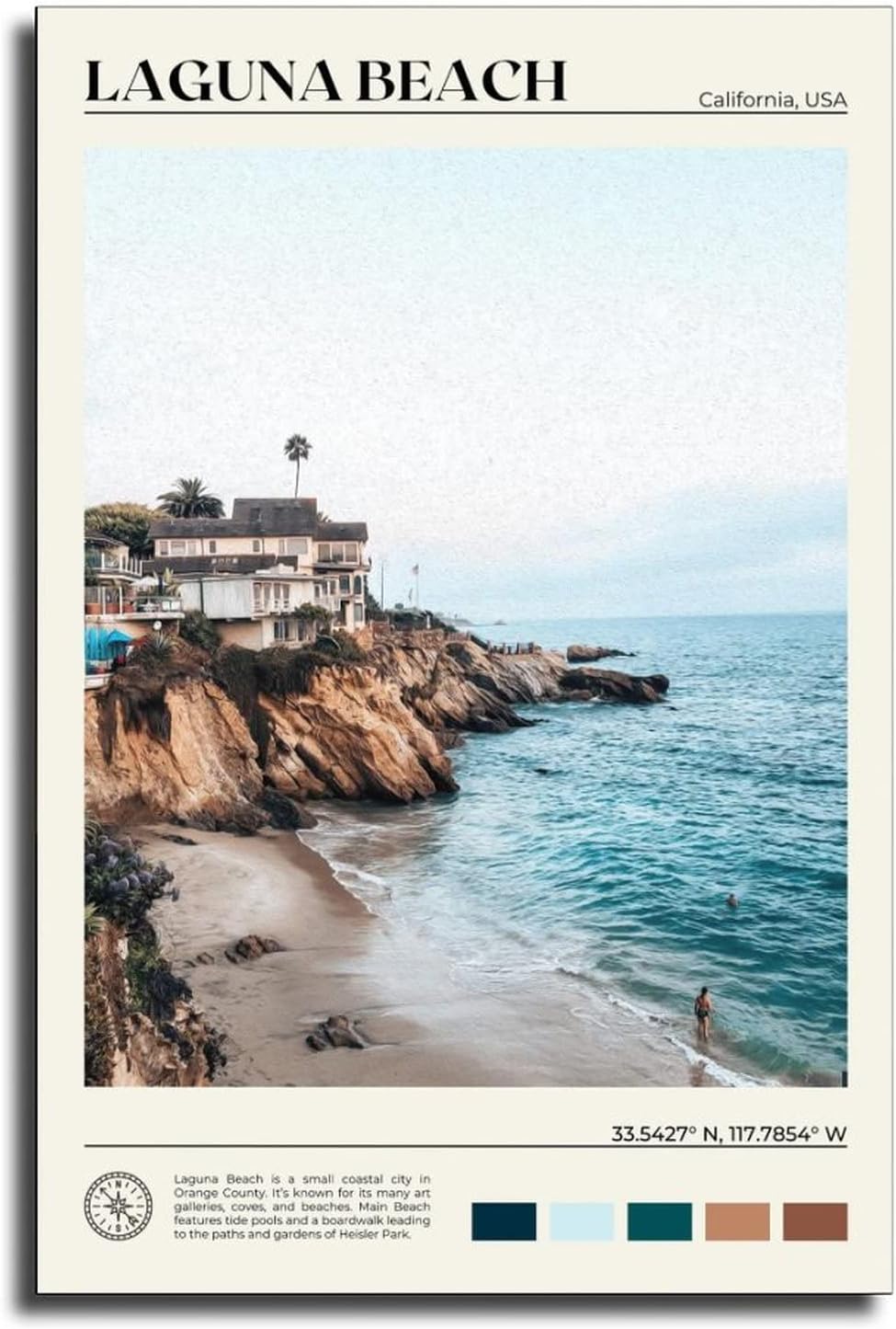 Laguna Beach Print, Laguna Beach Wall Art, Laguna Beach Poster, Laguna Beach Photo, Laguna Beach Wall Decor, California Poster Decorative Painting Canvas Wall Art Living Room Posters Bedroom Painting 24x36inch(60x90cm)