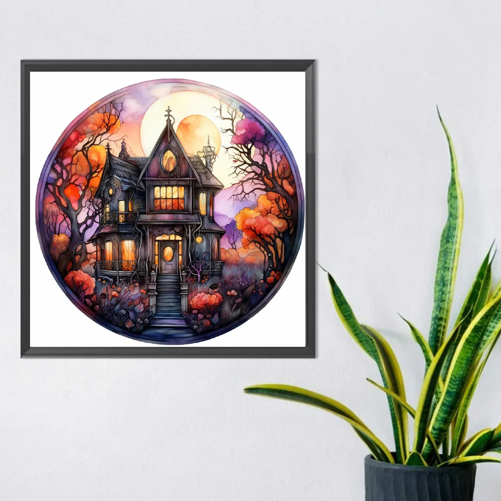 Full Round Diamond Painting 30*30cm - Horror Atmosphere House