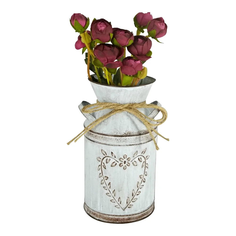 Retro Metal Flower Vase Artificial Garden Flower Can Holder (Flower Heart)