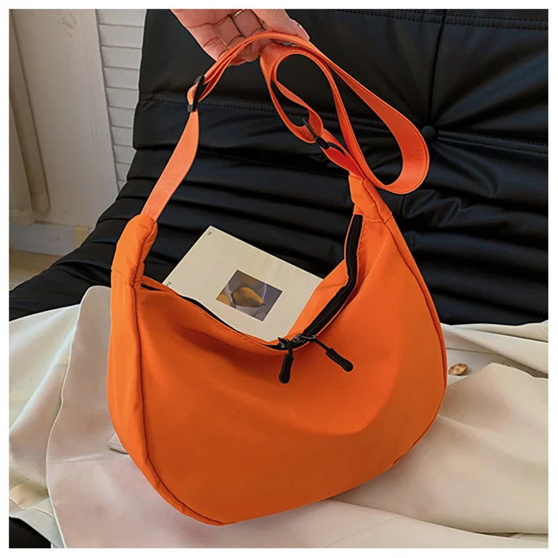 Back To School Llyge New Women's Messenger Bag Trendy Korean Version Large-capacity Messenger Bag Casual Light Oxford Cloth Simple Dumpling Bag llyge