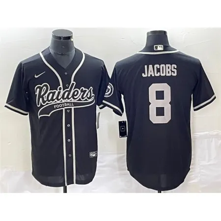 Men's Las Vegas Raiders #8 Josh Jacobs Black Cool Base Stitched Baseball Jersey CMDH