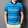 Cotton embroidered striped polo shirt