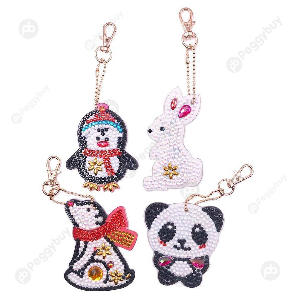 

4pcs Animals-DIY Creative Diamond Keychain, 501 Original