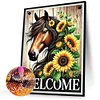 Diamond Painting-DIY Full Round Drill Sunflower Horse