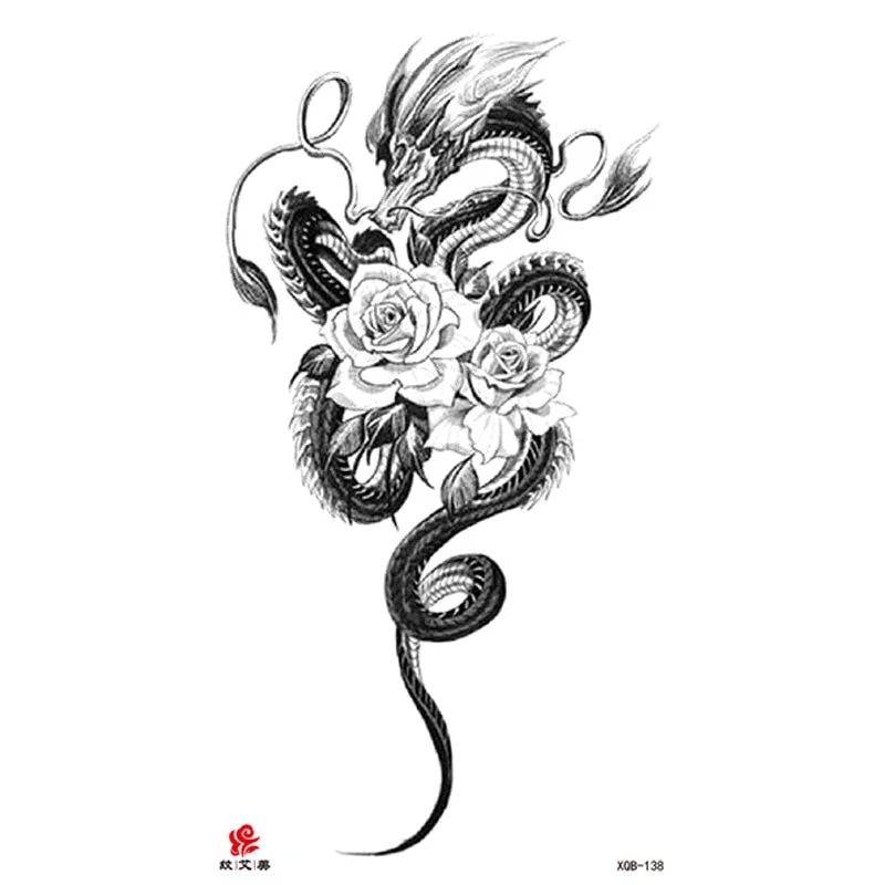 Animal Tiger dragonTemporary Tattoos Fox Wolf Eagle Fake Tatto Sticker Owl Flower Tatoo Body Armbands Men tatuajes temporales