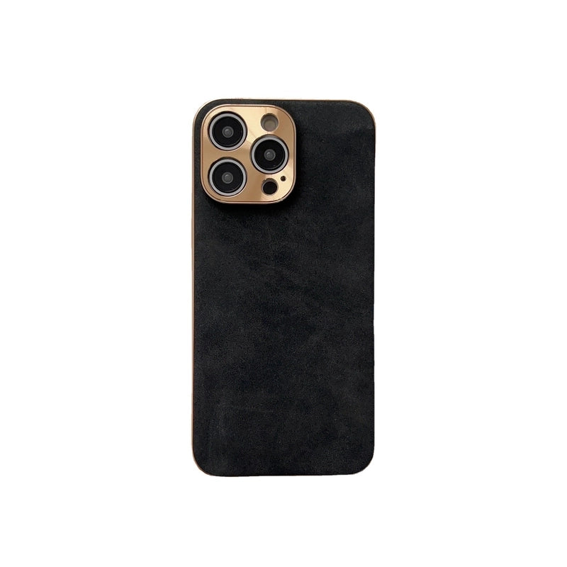 Business Minimalist Solid Color Lambskin Phone Cases
