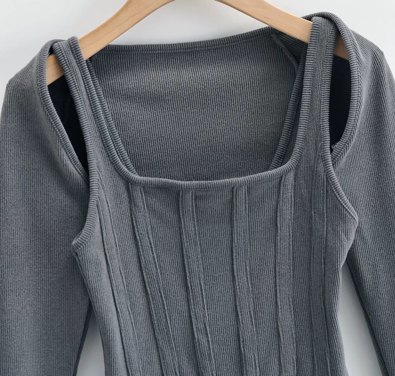 Ootddress Women Striped Stitching Slim T-shirt Female 2 In 1 Shrug Set Co-ord Crop Shrug And Corset Tank Tops Set Y2k Streetwear New