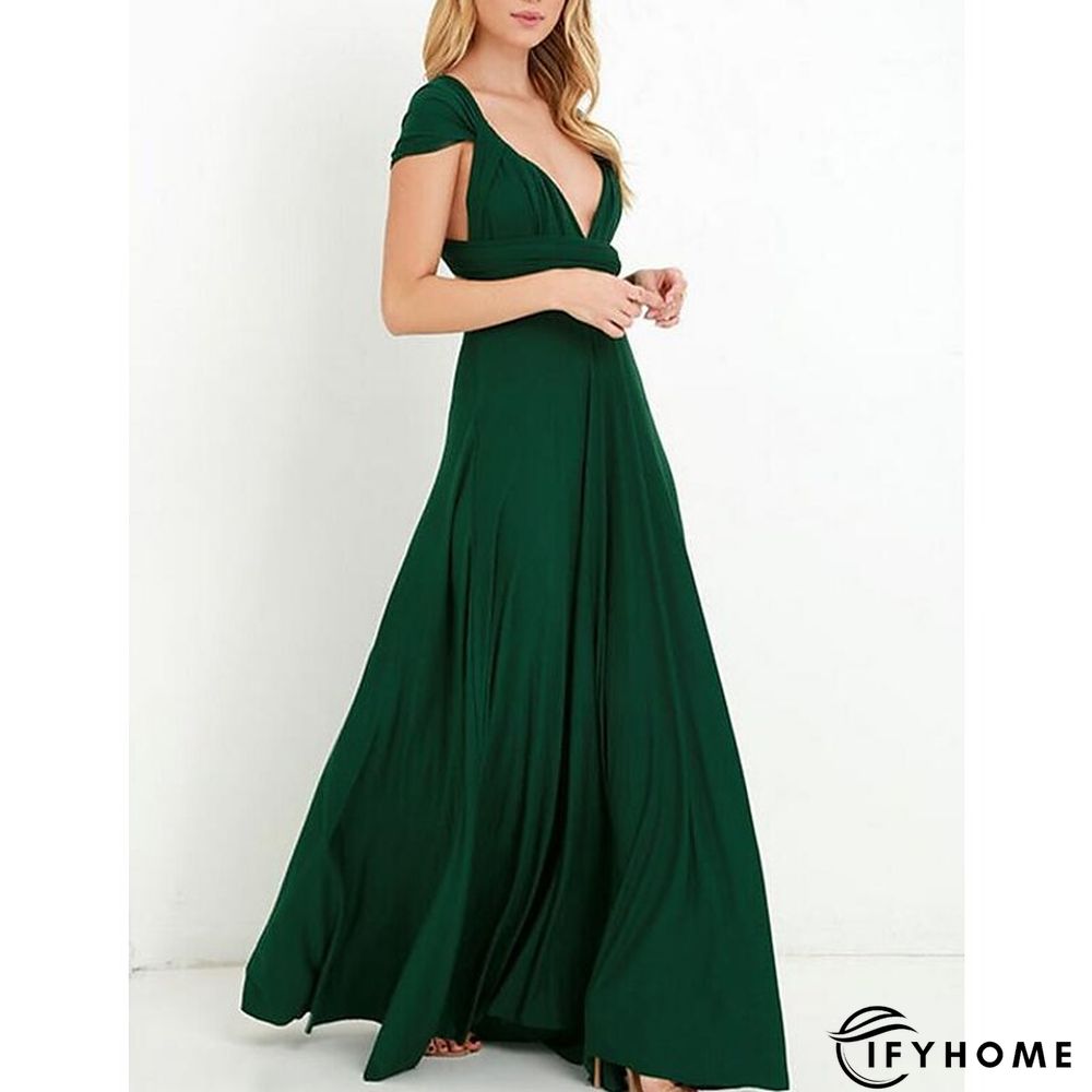 Women‘s Prom Party Dress Swing Dress Long Dress Maxi Dress Green Black Blue Sleeveless Pure Color Backless Spring Summer V Neck Party S M L XL | IFYHOME