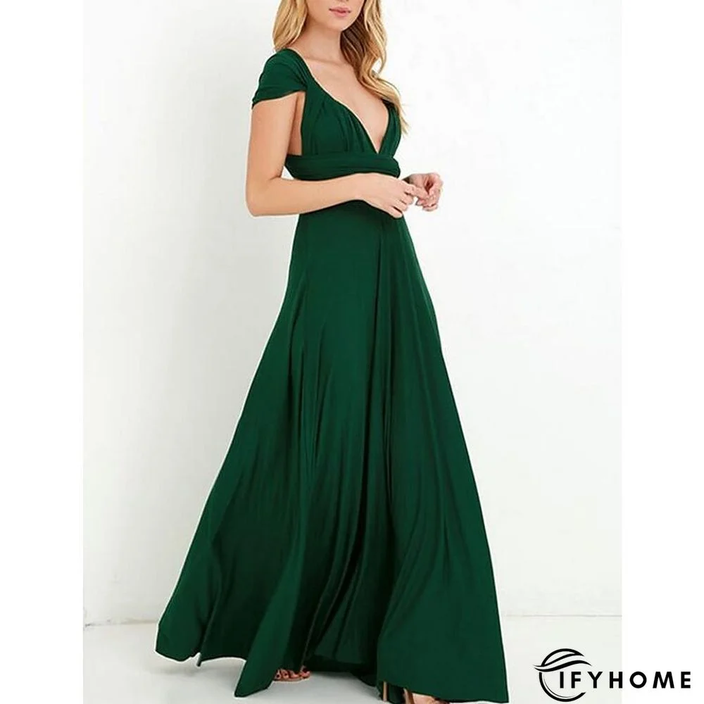 Women‘s Prom Party Dress Swing Dress Long Dress Maxi Dress Green Black Blue Sleeveless Pure Color Backless Spring Summer V Neck Party S M L XL | IFYHOME