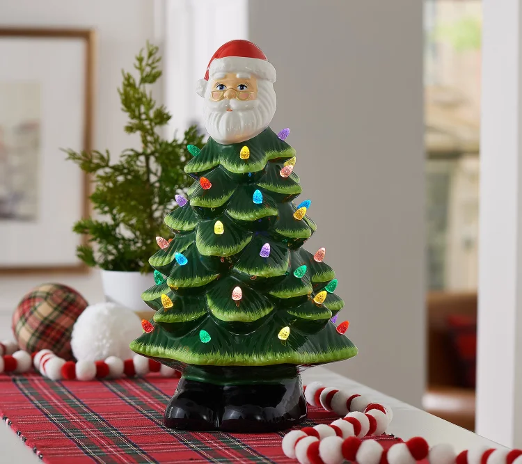 🔥kukelife🔥Mr. Christmas 14" Nostalgic Ceramic Christmas Tree with Topper