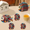 Fish 5D-DIY-Tiermuster-Diamantbemalungsuntersetzer mit Halter f&uuml;r zu Hause