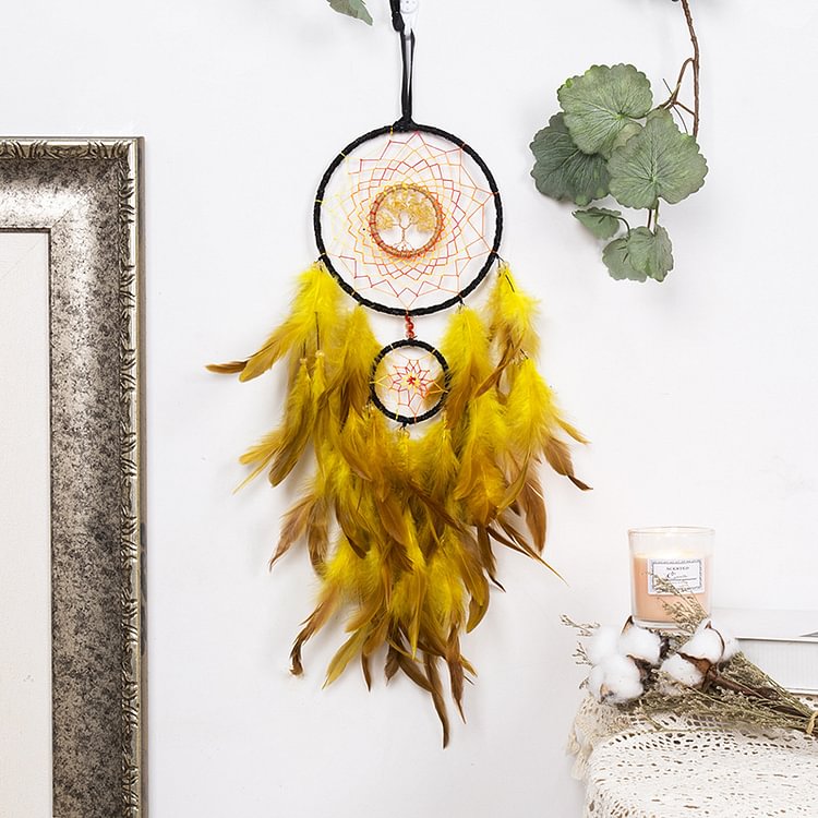 Yellow Tree of Life Dream Catcher
