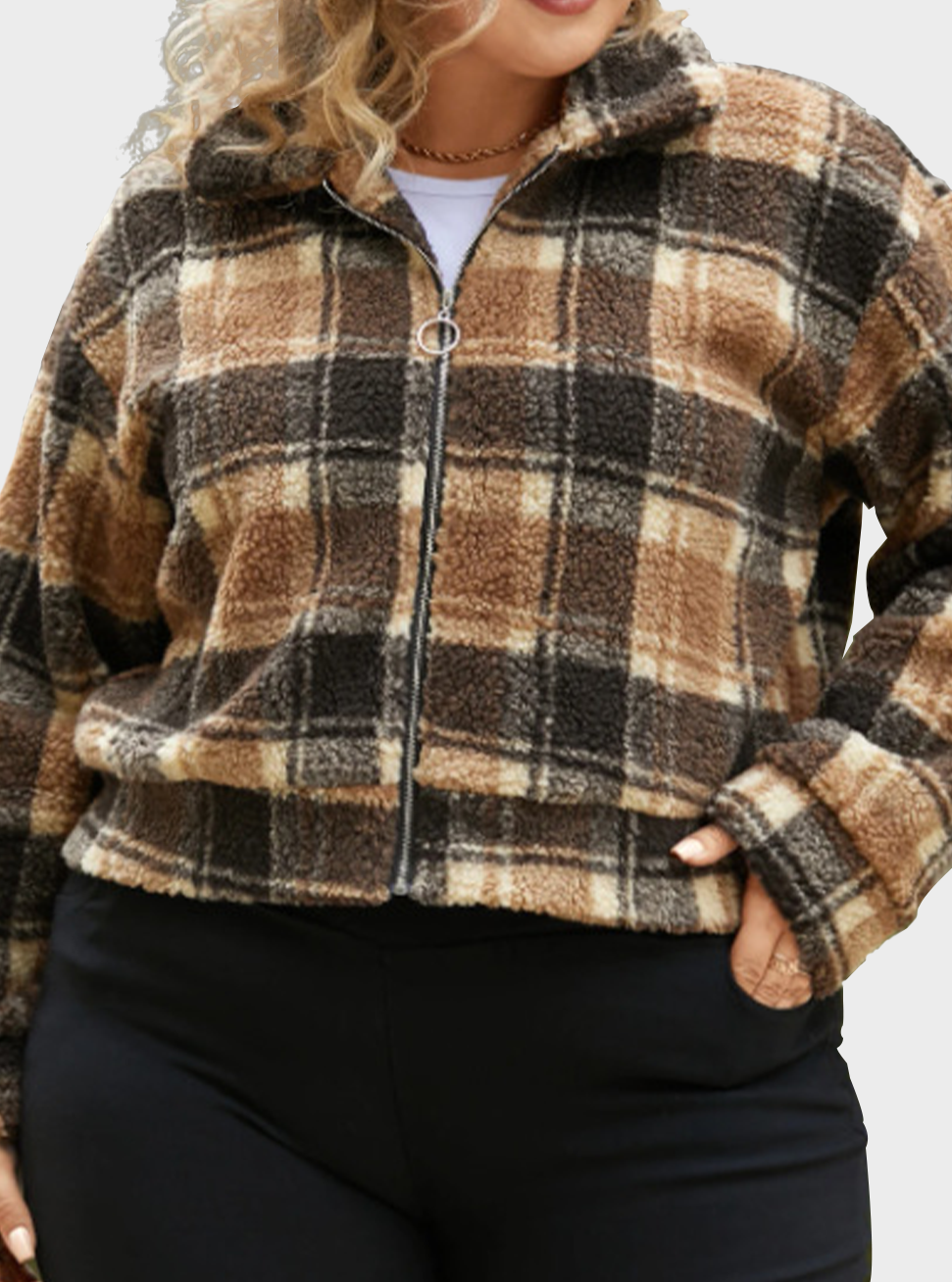  thdmladies Lapel Check Zip Jacket thedmladies