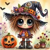 Halloween Cute Witch-11CT Stamped Cross Stitch 40*40cm/15.75*15.75in tapestrymarket