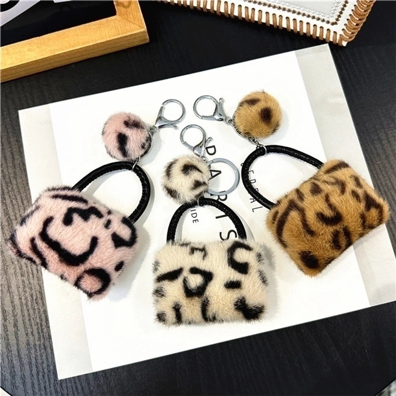 Vintage Style Korean Style Leopard Faux Fur Alloy Women’s Bag Pendant Keychain