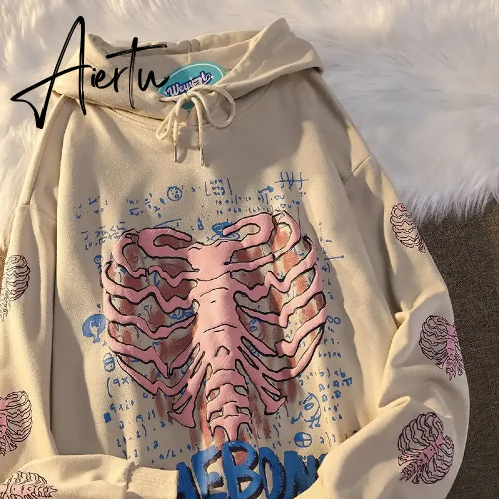 Black Friday Y2K Pink Skeleton Hoodies Women Autumn Streetwear pullover Goth  Sweatshirts Harajuku Grunge Oversized Winter Hoodies Female Aiertu