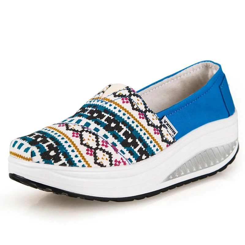 Comemore Autumn Spring Summer Ladies Canvas Espadrilles Women Ballet Flats Casual Loafers Wedge Platform Sneakers Slip on Shoes