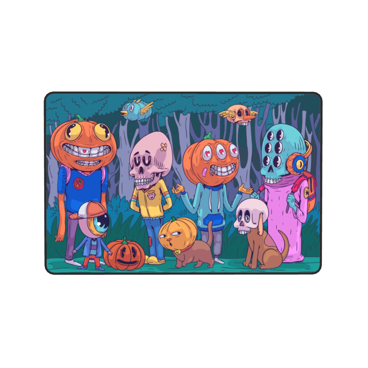 Spooky Halloween Creatures Soft Flannel Fabric Non-Slip Door Mat