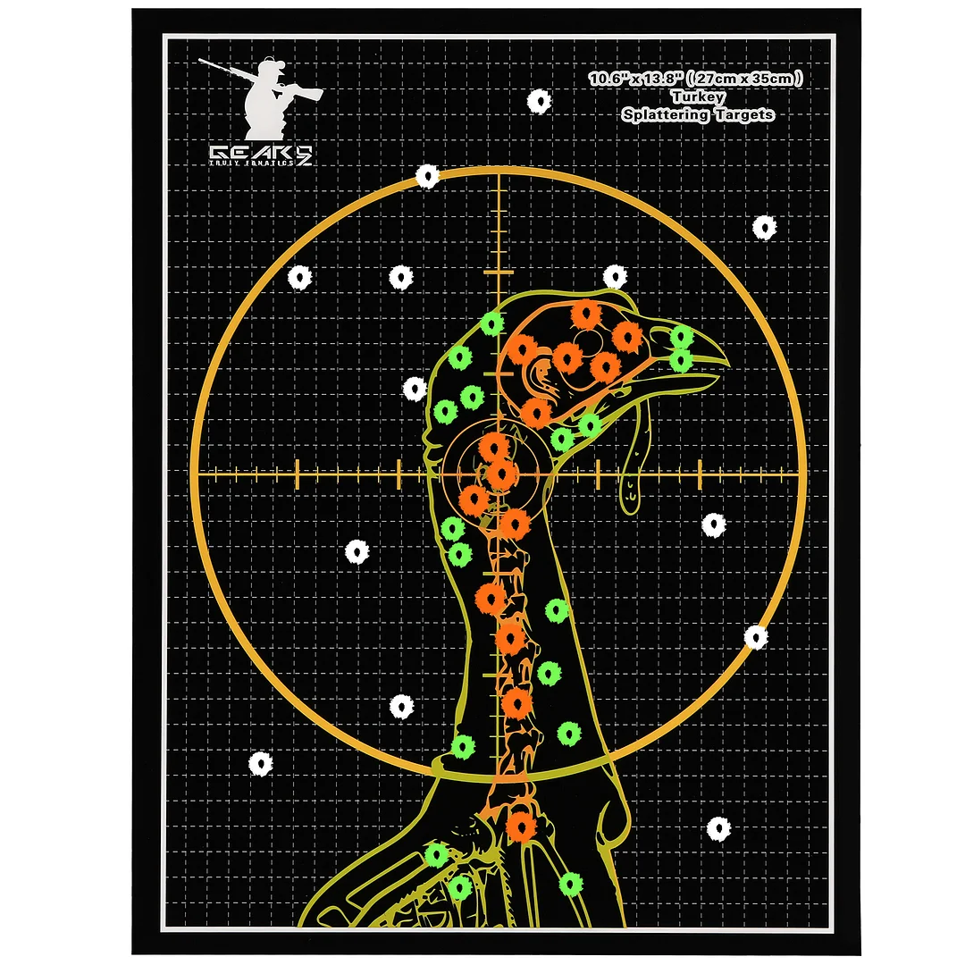 GearOZ Splatter Turkey Targets, 15PCS 10.6" x13.8" Adhesive Shooting Turkey Target Stickers for Shotgun Patterning, Archery Paper Targets Shot Target for Pre-Game Turkey Hunting Reactive Practice