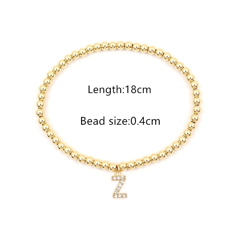 Copper Inlay Letter Zircon Bracelets