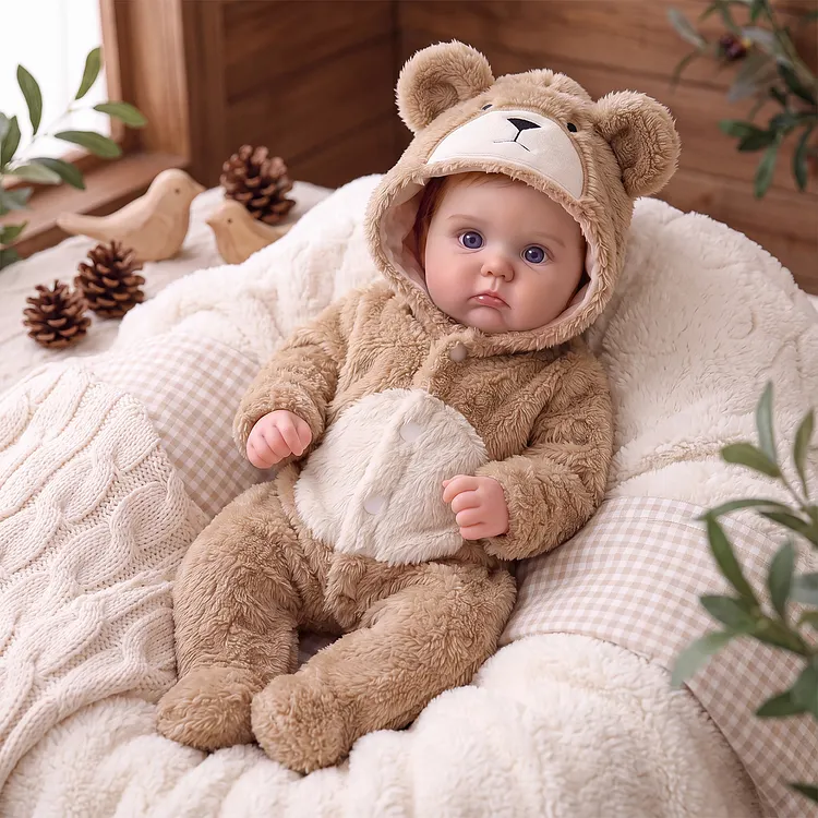 [Pre-Order] Babeside Sage 16" Gender-Neutral Silicone Baby Doll in Teddy Bear Outfit &ndash; Lifelike Baby Gift