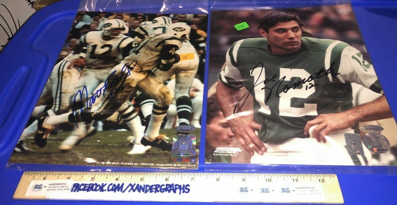 JOE NAMATH MATT SNELL NEW YORK JETS AUTOGRAPHED 8x10 Photo Poster paintingGRAPH LOT-TRISTAR COA