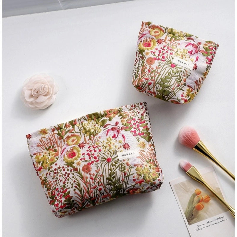 Streetwear Flower Canvas Square Makeup Bags