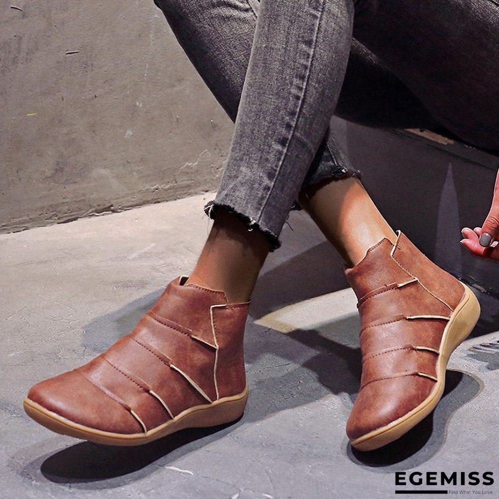 Round head large size fashion boots women's autumn and winter new flat bottomed Roman boots women's Boots | EGEMISS