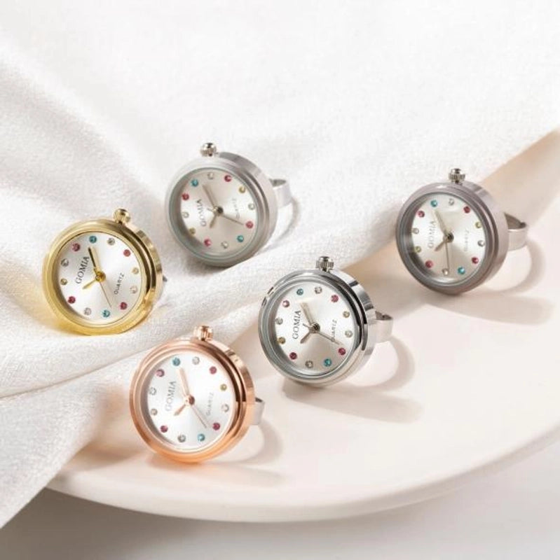 Elegant Solid Color Quartz Watch Rings Women's Watches