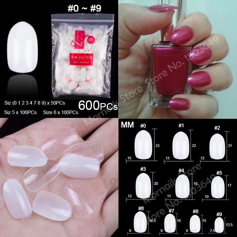 500 Pieces Of Ballerina Stiletto Coffin Rounded Square False Nail Tips Manicure Fake Nail Tips Long False Nails Short Nail Tips-Nail Inspo