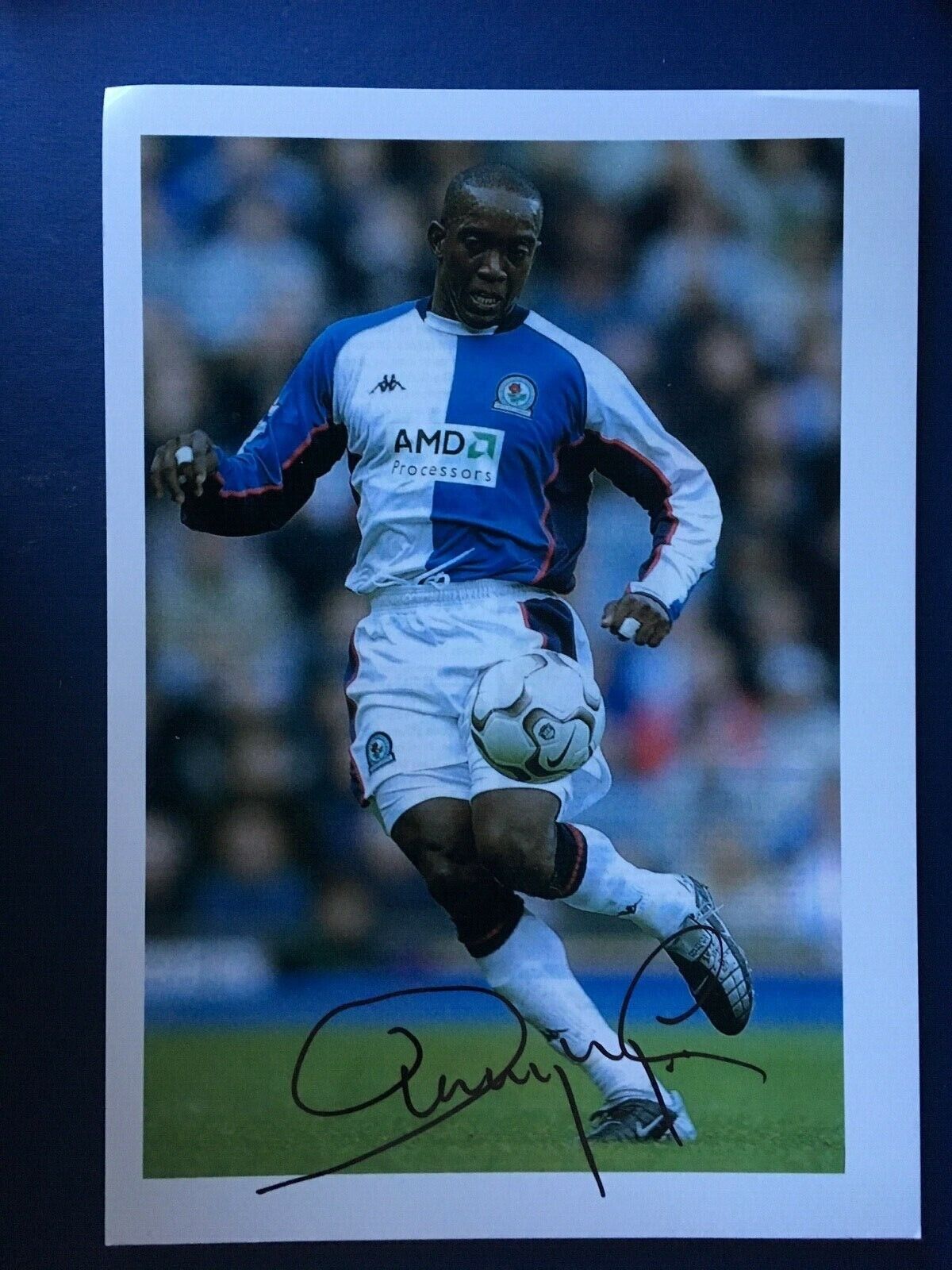 DWIGHT YORKE - FORMER BLACKBURN FOOTBALLER - EXCELLENT SIGNED Photo Poster painting