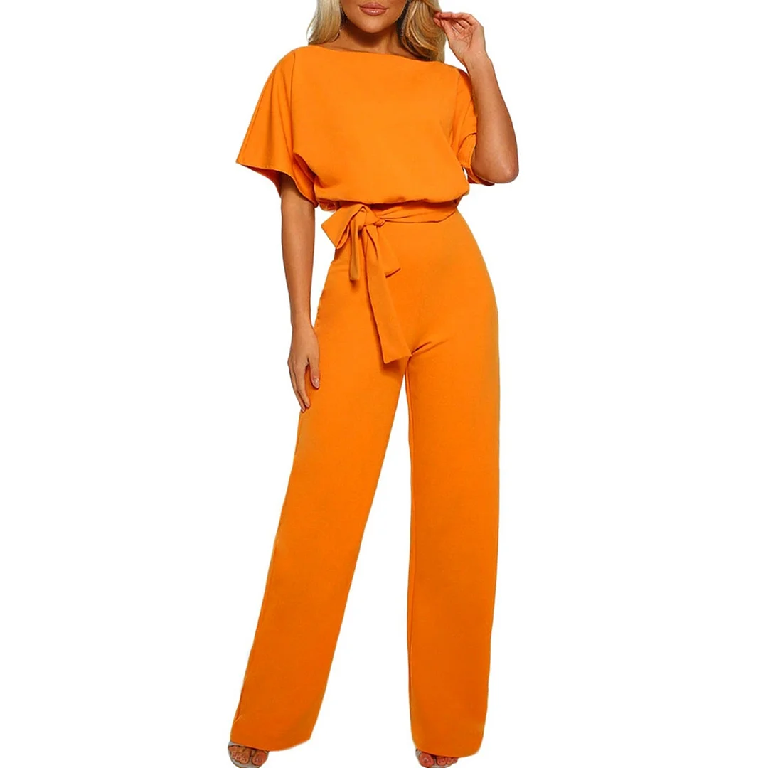 2021 Women Casual Jumpsuits Vintage Rompers Loose Wide Leg Female Playsuit Clubwear Straight Leg With Beltcombinaison femme