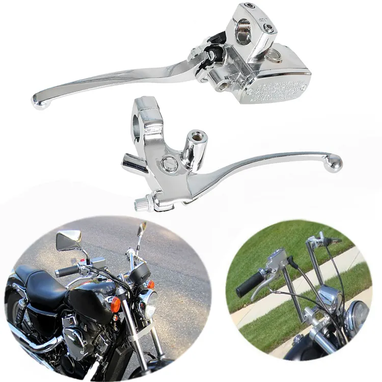 Labwork Universal Motorcycle 1" Handlebar Brake Master Cylinder & Clutch Lever Set (Aluminum, Front Mount)