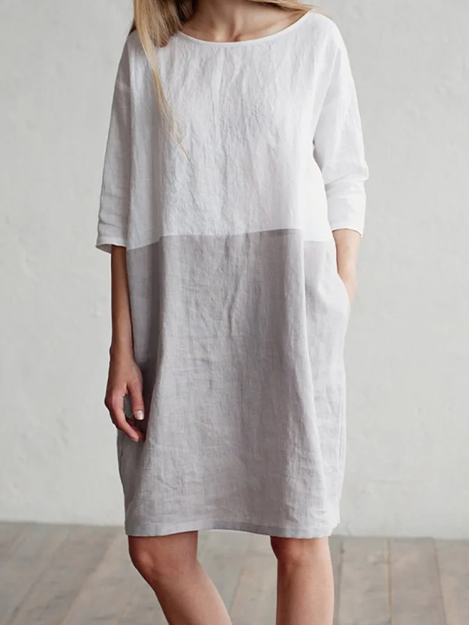 Womens Cotton Linen Casual Dress